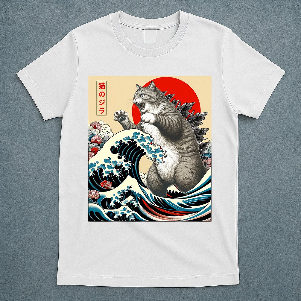 Catzilla Cat Japanese Art Funny Cat Gifts T-Shirt