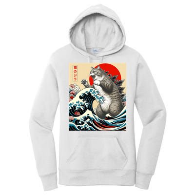 Catzilla Cat Japanese Art Funny Cat Gifts Women's Pullover Hoodie
