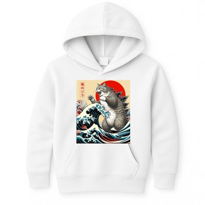 Catzilla Cat Japanese Art Funny Cat Gifts Kids Hoodie