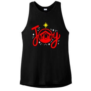 Christian Christmas Joy Jesus Nativity Scene Faith Family Ladies PosiCharge Tri-Blend Wicking Tank