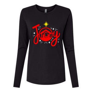 Christian Christmas Joy Jesus Nativity Scene Faith Family Womens Cotton Relaxed Long Sleeve T-Shirt