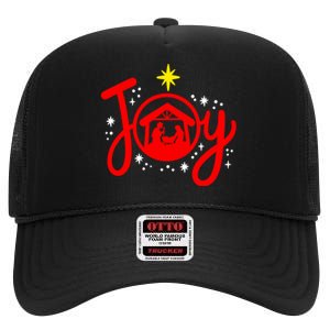 Christian Christmas Joy Jesus Nativity Scene Faith Family High Crown Mesh Back Trucker Hat