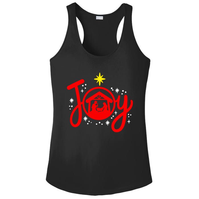 Christian Christmas Joy Jesus Nativity Scene Faith Family Ladies PosiCharge Competitor Racerback Tank