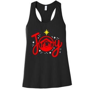 Christian Christmas Joy Jesus Nativity Scene Faith Family Women's Racerback Tank