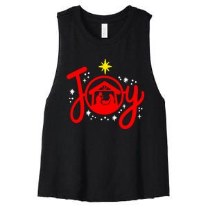 Christian Christmas Joy Jesus Nativity Scene Faith Family Women's Racerback Cropped Tank