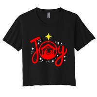 Christian Christmas Joy Jesus Nativity Scene Faith Family Women's Crop Top Tee