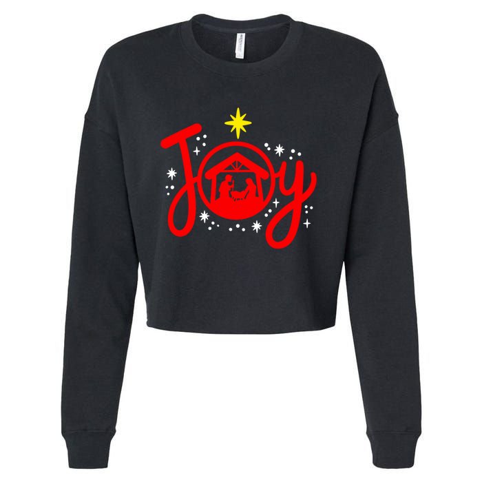 Christian Christmas Joy Jesus Nativity Scene Faith Family Cropped Pullover Crew