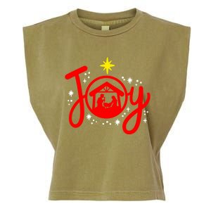 Christian Christmas Joy Jesus Nativity Scene Faith Family Garment-Dyed Women's Muscle Tee