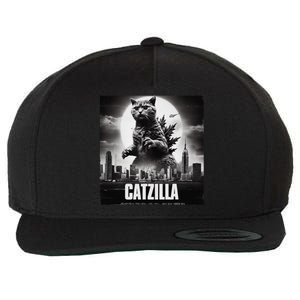 Catzilla Cat Japanese Art Funny Wool Snapback Cap