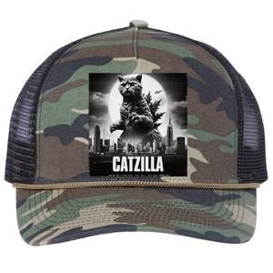 Catzilla Cat Japanese Art Funny Retro Rope Trucker Hat Cap