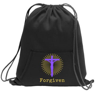 Chrisitan Cross Jesus Forgiven Faith Gift Sweatshirt Cinch Pack Bag