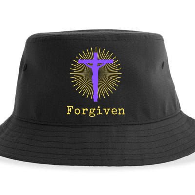 Chrisitan Cross Jesus Forgiven Faith Gift Sustainable Bucket Hat