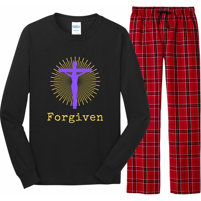 Chrisitan Cross Jesus Forgiven Faith Gift Long Sleeve Pajama Set