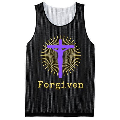 Chrisitan Cross Jesus Forgiven Faith Gift Mesh Reversible Basketball Jersey Tank