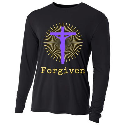 Chrisitan Cross Jesus Forgiven Faith Gift Cooling Performance Long Sleeve Crew