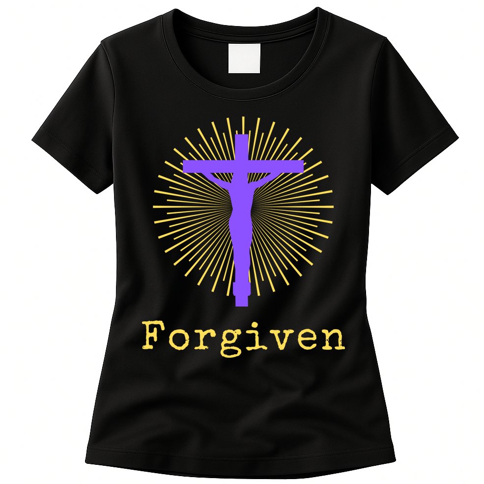 Chrisitan Cross Jesus Forgiven Faith Gift Womens T-Shirt
