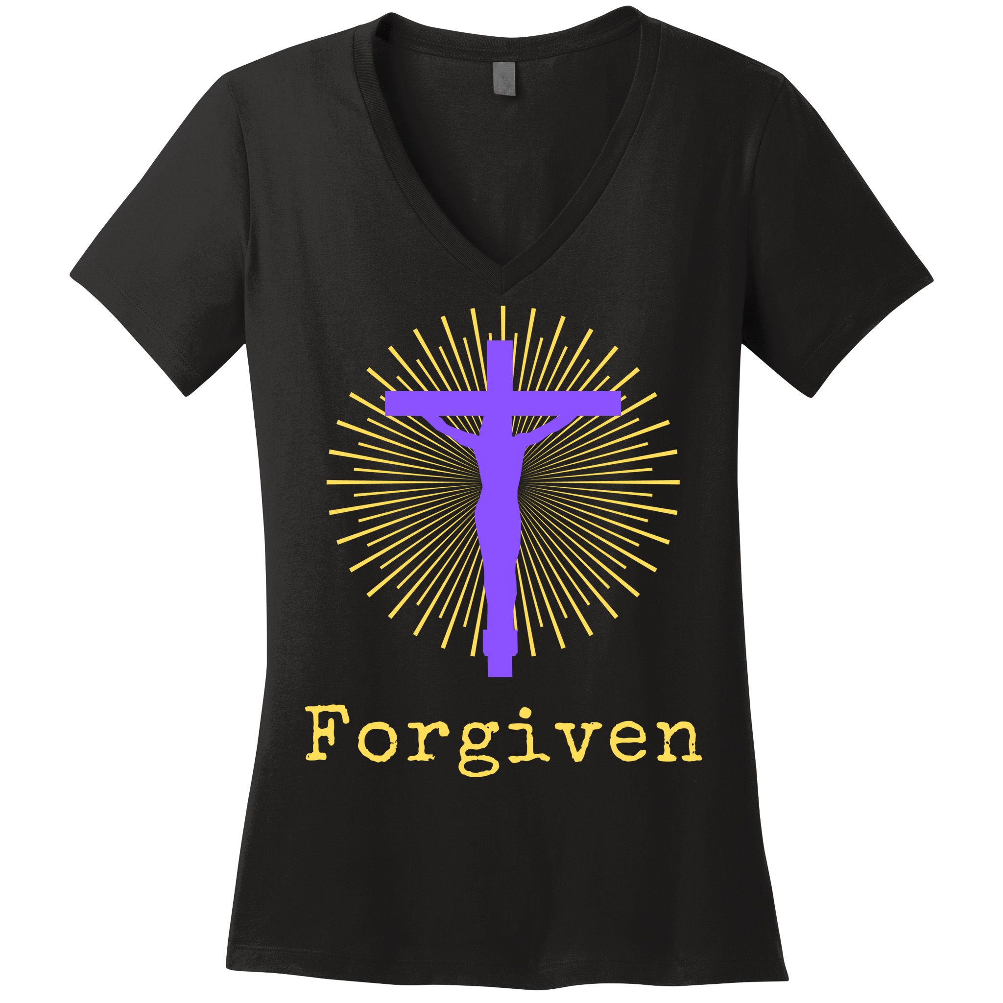 Chrisitan Cross Jesus Forgiven Faith Gift Women's V-Neck T-Shirt