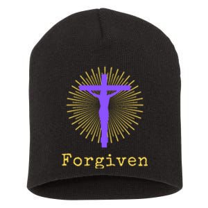 Chrisitan Cross Jesus Forgiven Faith Gift Short Acrylic Beanie