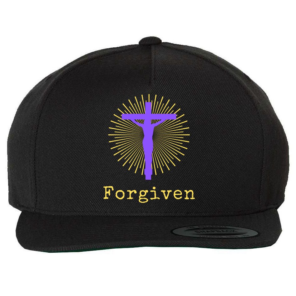 Chrisitan Cross Jesus Forgiven Faith Gift Wool Snapback Cap