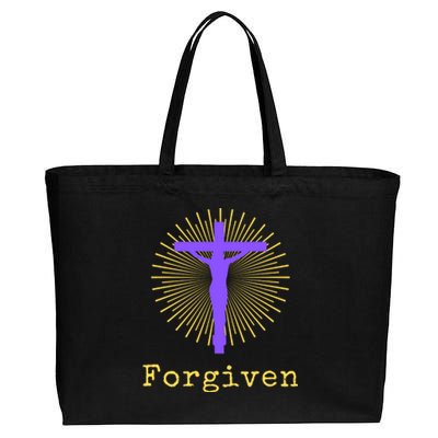 Chrisitan Cross Jesus Forgiven Faith Gift Cotton Canvas Jumbo Tote