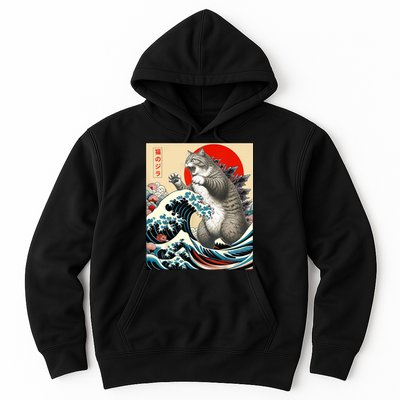 Catzilla Cat Japanese Art Funny Cat Gifts For Women Hoodie