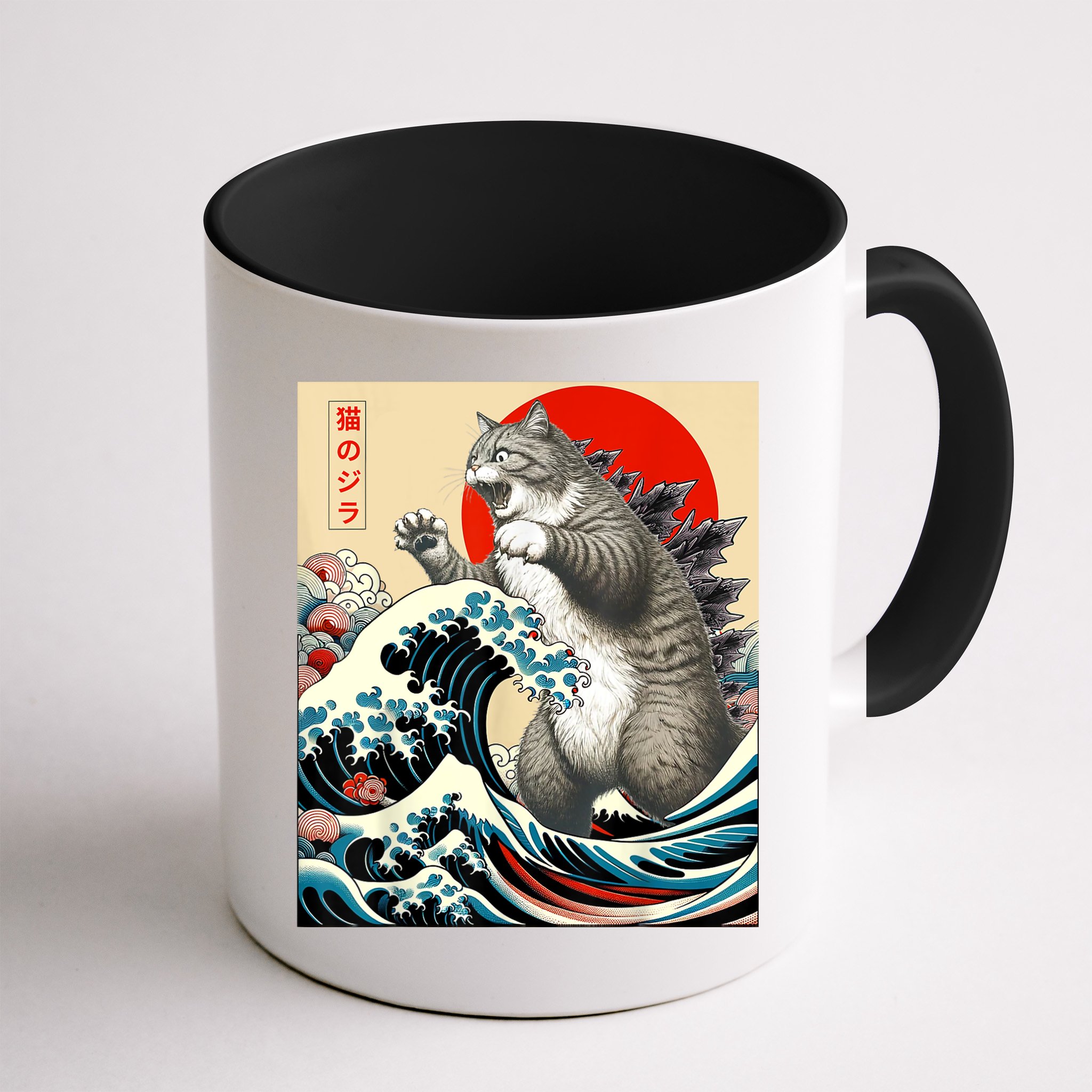 Catzilla Cat Japanese Art Funny Cat Gifts For Women Mug