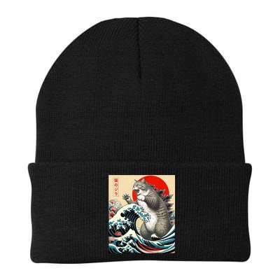 Catzilla Cat Japanese Art Funny Cat Gifts For Women Beanie