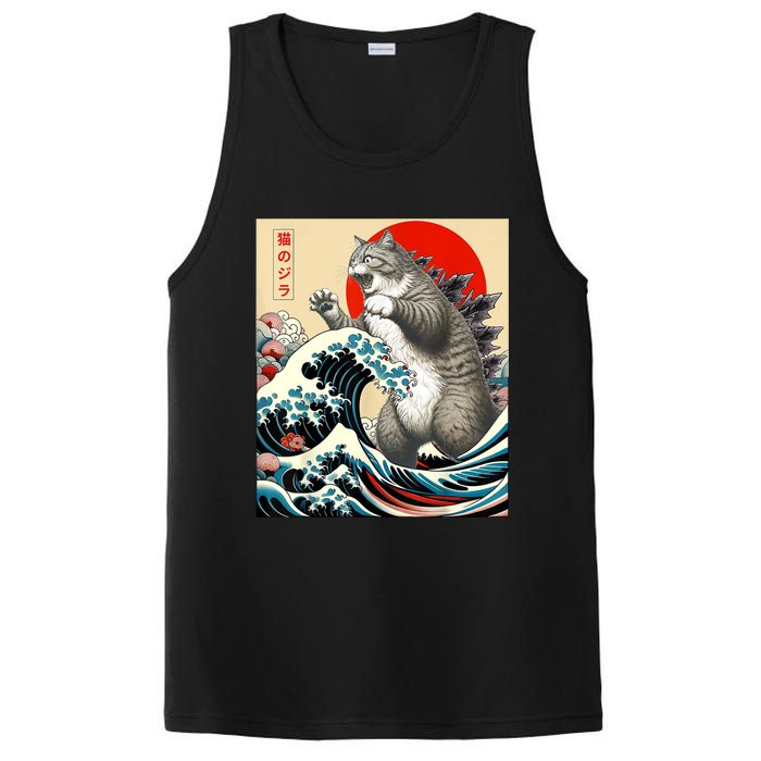 Catzilla Cat Japanese Art Funny Cat Gifts For Women PosiCharge Competitor Tank