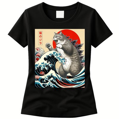 Catzilla Cat Japanese Art Funny Cat Gifts For Women Womens T-Shirt