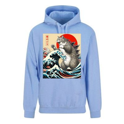 Catzilla Cat Japanese Art Funny Cat Gifts For Women Unisex Surf Hoodie