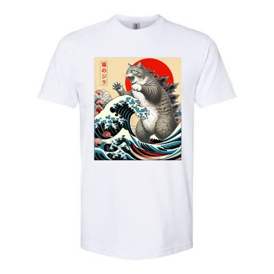 Catzilla Cat Japanese Art Funny Cat Gifts For Women Softstyle CVC T-Shirt