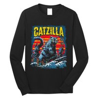 Catzilla Cat Japanese Art Funny Cat Long Sleeve Shirt