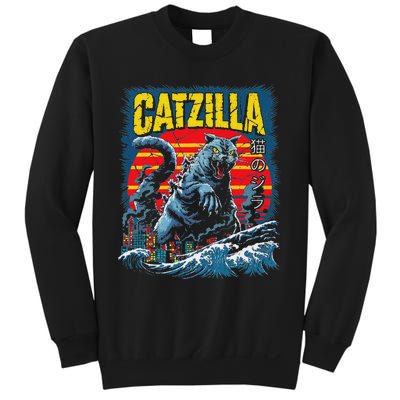 Catzilla Cat Japanese Art Funny Cat Sweatshirt