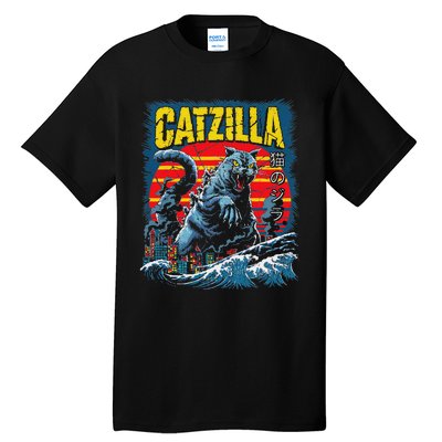 Catzilla Cat Japanese Art Funny Cat Tall T-Shirt