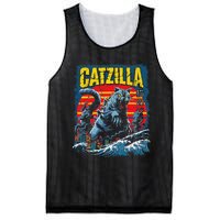 Catzilla Cat Japanese Art Funny Cat Mesh Reversible Basketball Jersey Tank