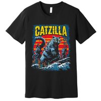 Catzilla Cat Japanese Art Funny Cat Premium T-Shirt