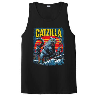 Catzilla Cat Japanese Art Funny Cat PosiCharge Competitor Tank