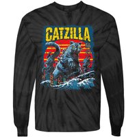 Catzilla Cat Japanese Art Funny Cat Tie-Dye Long Sleeve Shirt