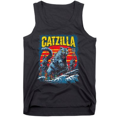 Catzilla Cat Japanese Art Funny Cat Tank Top