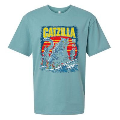 Catzilla Cat Japanese Art Funny Cat Sueded Cloud Jersey T-Shirt