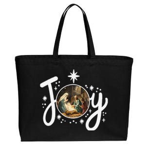 Christian Christmas Joy Jesus Nativity Scene Faith Family Cotton Canvas Jumbo Tote