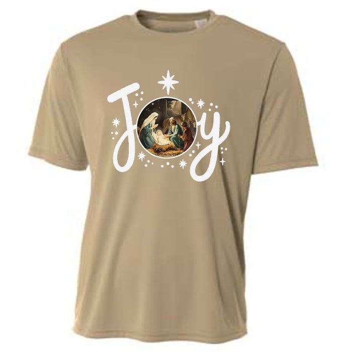 Christian Christmas Joy Jesus Nativity Scene Faith Family Cooling Performance Crew T-Shirt