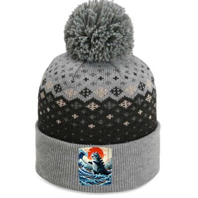 Catzilla Cat Japanese Art Funny Cat Adventure 0hoken The Baniff Cuffed Pom Beanie