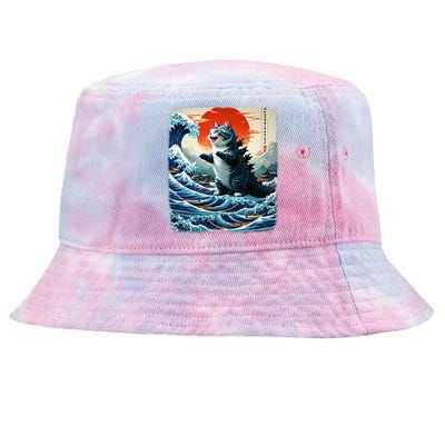 Catzilla Cat Japanese Art Funny Cat Adventure 0hoken Tie-Dyed Bucket Hat