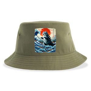 Catzilla Cat Japanese Art Funny Cat Adventure 0hoken Sustainable Bucket Hat