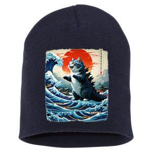 Catzilla Cat Japanese Art Funny Cat Adventure 0hoken Short Acrylic Beanie