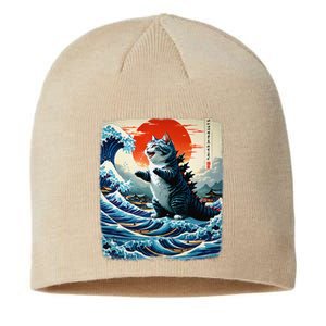 Catzilla Cat Japanese Art Funny Cat Adventure 0hoken Sustainable Beanie