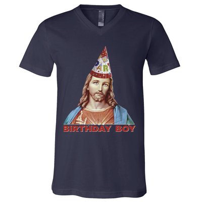 Cool Christmas Jesus Birthday Boy V-Neck T-Shirt