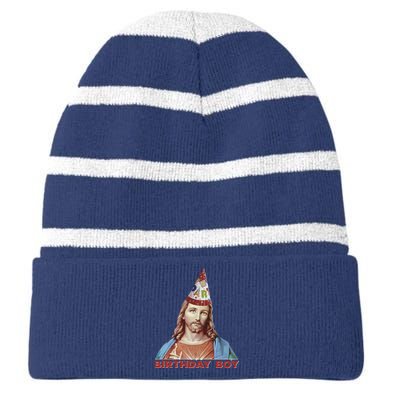 Cool Christmas Jesus Birthday Boy Striped Beanie with Solid Band