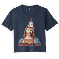 Cool Christmas Jesus Birthday Boy Women's Crop Top Tee